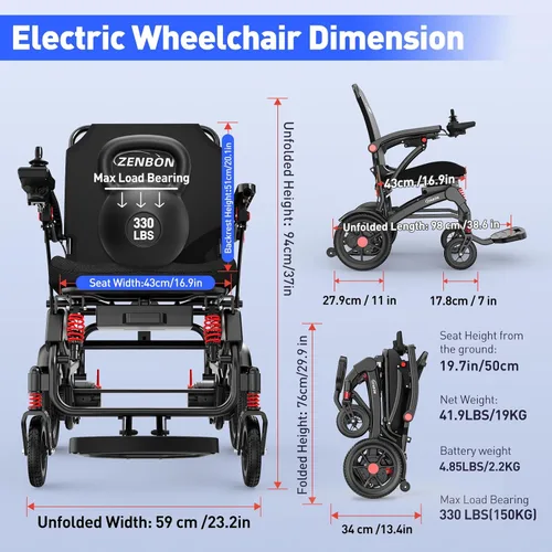 Vista 3 de sillas de ruedas eléctricas para adultos, rango de crucero de 15 millas, silla de ruedas automática plegable, sillas de ruedas motorizadas