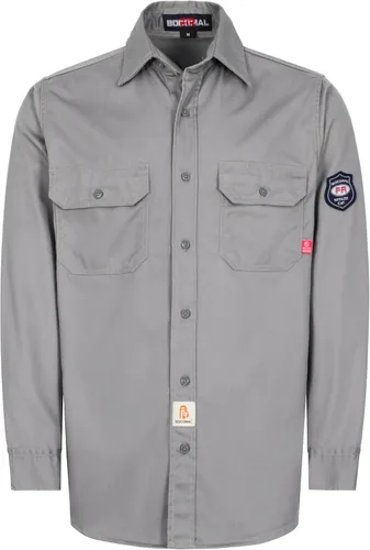 Vista 10 de BOCOMAL Camisas FR Resistente a la llama 100% C NFPA2112 7.5oz Camisa de soldadura resistente al fuego para hombres