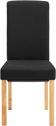 Vista 5 de Set of 4 Black Fabric Dining Chairs with Solid Wood Legs Mid Century Modern Ergonomic Kitchen Side Chairs 8.5x6.5x14.9 in for Dining Room Living Room