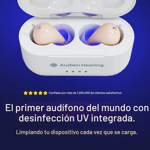 Vista 2 de Audien Hearing ATOM PRO 2 Audífonos OTC inalámbricos recargables, diseño de confort premium y casi invisibles