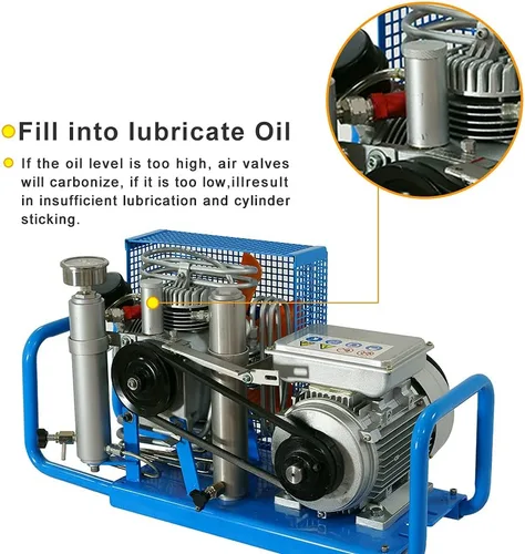 Vista 6 de Compresor de aire portátil - 2.2kw / 3HP - 230V/60Hz - 3.5cfm máx. 4500 Psi - Compresor de aire de alta presión Tanque de buceo/Rife/PCP