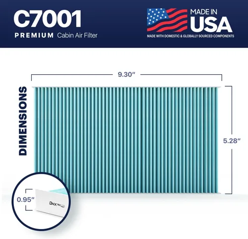 Vista 3 de BNX TruFilter C7001 - Filtro de aire de cabina HEPA, 99.97 %, compatible con Chevrolet: Avalanche, Silverado, Suburban, Tahoe; compatible