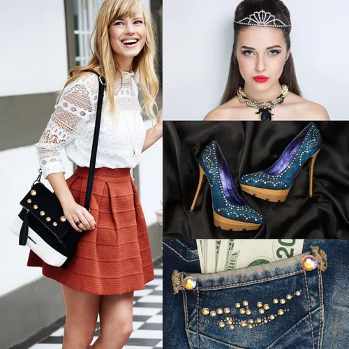 Vista 142 de Hot Fix - Diamantes de imitación de cristal con parte trasera plana, gemas de diamantes de 0.089 pulgadas (6ss 2880 piezas, Jet AB)