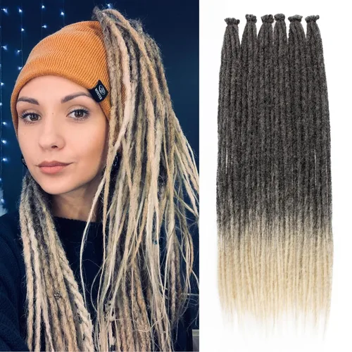 Vista 34 de Leeven Extensiones de Rastas Sintéticas de Doble Punta de 24 Pulgadas 30 Hebras Rastas Boho 613 Rubio 3 Estilos Mixtas Onduladas Rizadas DE Rastas
