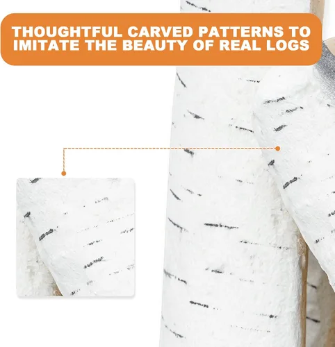 Vista 4 de Skyflame Juego de 6 troncos de madera de cerámica de abedul y accesorios para todo tipo de insertos de gas de interior, sin ventilación y sin