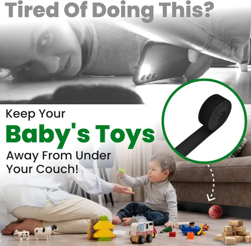 Vista 5 de ECOHomes Protectores debajo del sofá con bloqueador de juguetes - Barrera de correa elástica para debajo del sofá, cama y muebles para evitar que