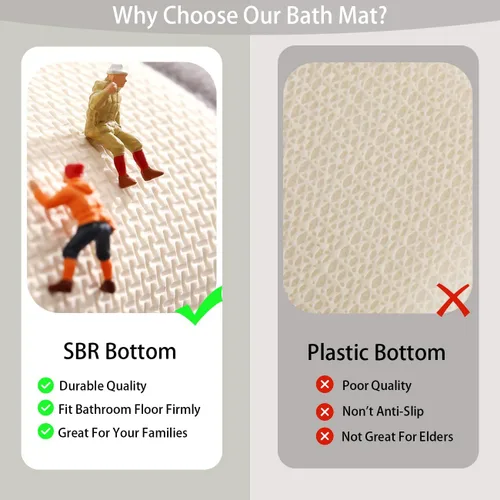 Vista 3 de Tapete de baño de microfibra geométrica sólida, capa de espuma viscoelástica ultrasuave, absorbente de agua, antideslizante, de secado rápido