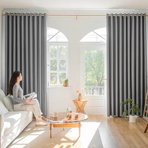 Vista 9 de Cortinas opacas 100% negras para ventana para dormitorio, 63 pulgadas de largo, juego de 2 paneles con ojales, cortinas opacas con ojales, ahorro
