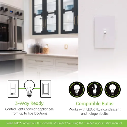 Vista 4 de Enbrighten Z-Wave - Interruptor de luz inteligente con QuickFit y SimpleWire, listo para 3 vías, compatible con Google Assistant, requiere ZWave