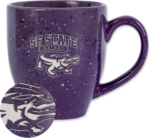 Vista 89 de Rico Industries NCAA Saint Joseph's (PA) Hawks Logo Principal Color Marrón 16 oz Logotipo del Equipo de Color Láser Grabado en Cerámica Moteada Taza