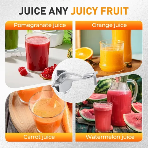Vista 6 de Extractor de jugo de fruta fresca de aleación de aluminio, exprimidor manual de limón con agarre ergonómico para naranja, cítricos, granada, lima