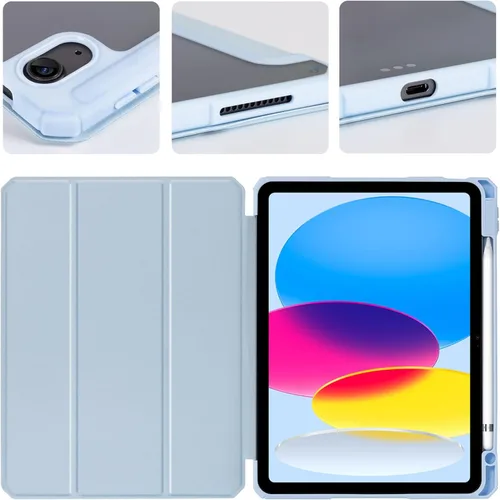 Vista 6 de CoBak Funda para iPad de 10 generación de 109 pulgadas 2022 Funda a prueba de golpes con carcasa trasera transparente con soporte para lápices