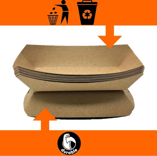 Vista 6 de Mr Miracle Bandejas de papel para alimentos, papel kraft. Mini (1/4 lb). Paquete de 100, botes desechables y reciclables. Para condimentos