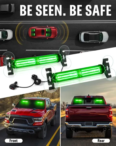 Vista 3 de HLauto Barra de Luz Estroboscópica de Emergencia 1002L Asesora de Tráfico: 40 LED Luz Intermitente de Advertencia de Seguridad para Tablero, Luces