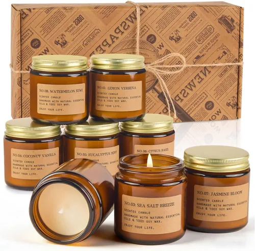 Vista 7 de Juego de velas perfumadas de regalo para el hogar, paquete de 12 velas de soja de aromaterapia, 6 aromas de fragancia con 2 cajas de regalo, velas