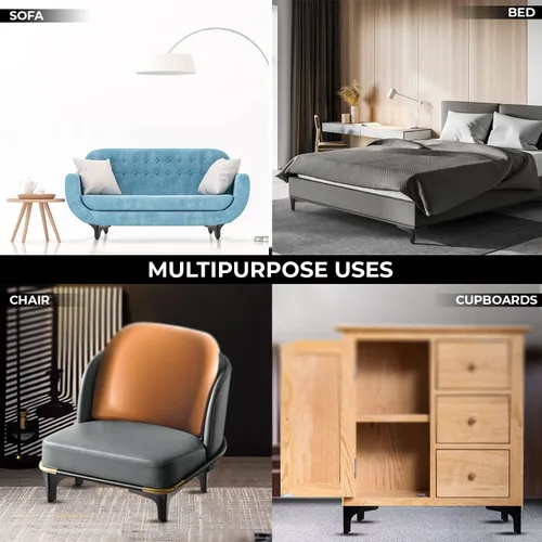 Vista 7 de NEWBYTEK Patas de metal ajustables de 4 pulgadas, juego de 4 patas triangulares para muebles, patas de sofá de estilo moderno, patas negras