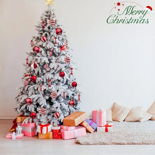 Vista 6 de QBA Juego de 50 adornos para árbol de Navidad, decoraciones de barra de caramelo para árbol de Navidad con cuerdas para colgar, bolas de plástico