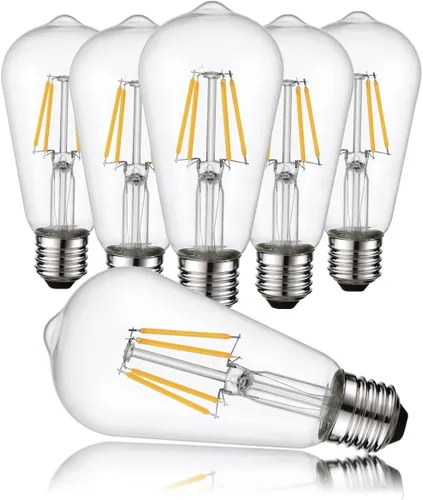 Vista 10 de HESSION - Bombillas LED Edison vintage 4W ST58, equivalentes a 60W, regulables, paquete de 4, base E26, 400 lúmenes, 2700 K luz blanca cálida