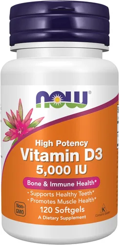 Complejo vitamínico Now Foods, Vitamina D3 5000 UI, 240 cápsulas blandas, 0372, 120, 1, 1