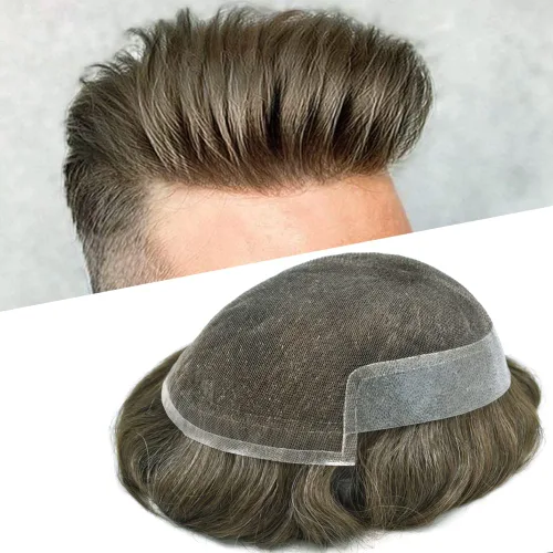 Vista 118 de Toupee - Sistema de cabello humano no quirúrgico para hombres Toupee indetectable de encaje para hombres, extensiones de cabello gris 100% cabello