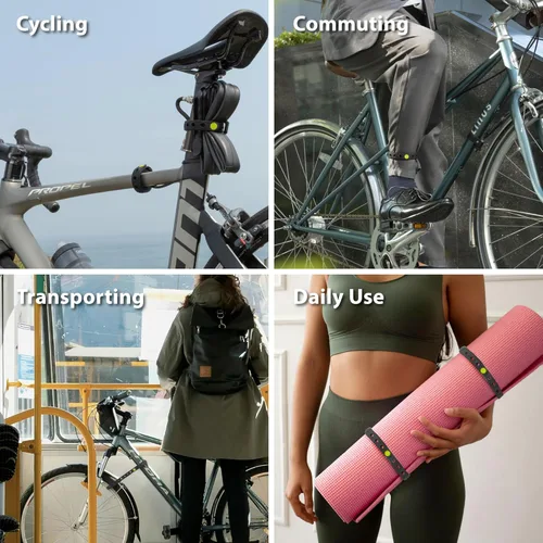 Vista 6 de Bone Bike Strap Lite (paquete de 2), correas para portabicicletas, correa estabilizadora de rueda de silicona ajustable y sin arañazos