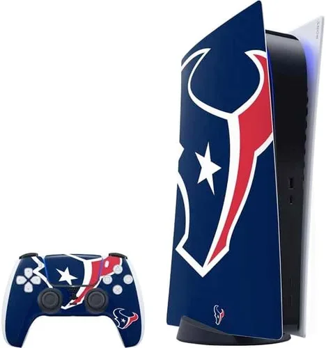 Vista 8 de Skinit Calcomanía para juegos compatible con PS5 Bundle – Diseño oficial de NFL Houston Texans en blanco y negro