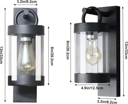 Vista 7 de Farol de pared al aire libre del atardecer al amanecer, lámpara moderna de montaje en pared exterior con fotocélula E26, luz impermeable