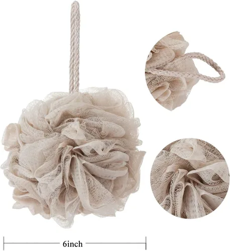 Vista 2 de Esponjas de baño, esponja de ducha para exfoliación corporal (1 pieza, marrón)