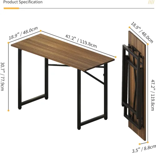 Vista 125 de Escritorio plegable de 47 pulgadas, no requiere montaje, mesa de oficina en casa, escritorio de campamento para computadora de juegos, color beige