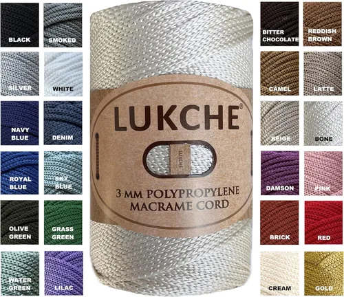 Vista 32 de Cuerda de macramé premium de poliéster de 3 mm, 147 yardas, 8.82 oz, 100% cuerda de macramé de polipropileno, hilo de color para crochet