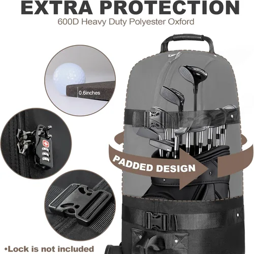 Vista 3 de Himal Outdoors Bolsa de Viaje de Golf - Poliéster Oxford 600D de Servicio Pesado Resistente al Desgaste, Excelente Cremallera, Tamaño Universal