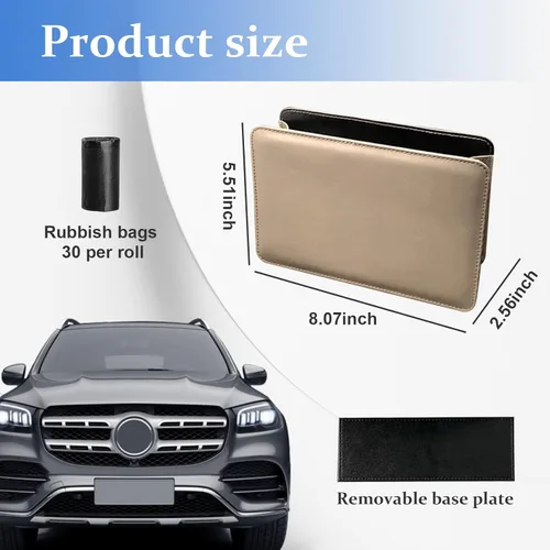 Vista 2 de Augeny Cubo de basura plegable de cuero impermeable con un rollo de bolsa de basura, mini contenedor multifuncional para almacenamiento automático