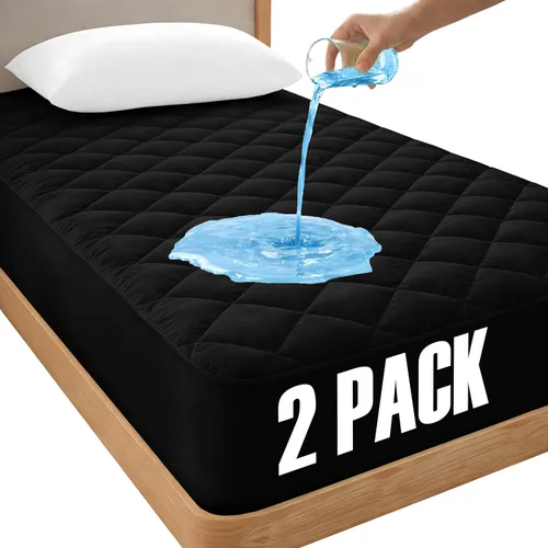 Vista 18 de LUX Décor Protector de Colchón Twin - Cubrecolchón Acolchado Elástico Ajustable Protector Hasta 16 Pulgadas de Profundidad - Cubrecolchón Suave Negro