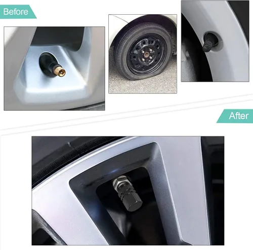 Vista 4 de 4 tapas de válvula de vástago de neumático, tapas de válvula de rueda de coche, a prueba de polvo, protección de aire a prueba de fugas, compatible