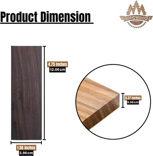 Vista 2 de IECAP LLC Paneles de madera a espejo de madera de palo negro africano para mango de cuchillo – Materiales para mango de cuchillo – Escalas