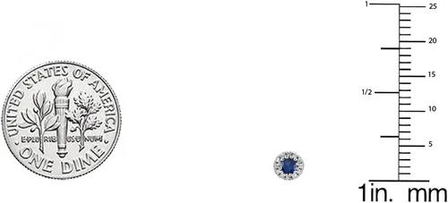 Vista 2 de Dazzlingrock Collection 2.5mm Round Blue Sapphire & White Diamond Halo Stud Earrings for Women in 10K Gold