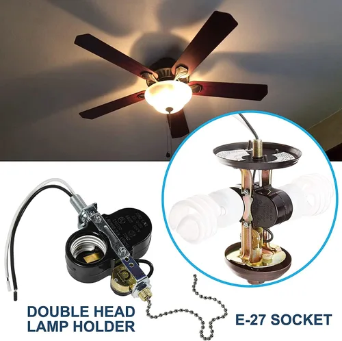 Vista 5 de HQRP Ventilador de techo de 2 luces compatible con Zing Ear ZE-310D ZE-109M Interruptor de cadena de tracción de enchufe Lámpara de ventilador