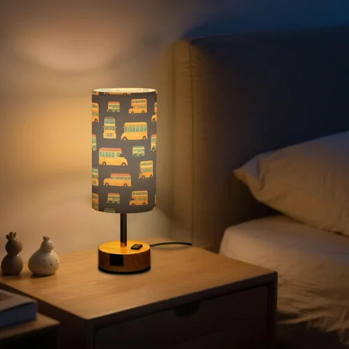 Vista 8 de Bus Retro Dimmable Bedside Touch Lamps with Charging Ports for Living Room Bedroom Nightstand Office Desk, Light Bulb Included