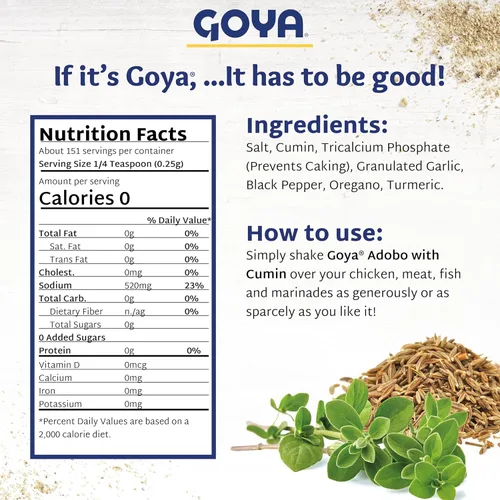 Vista 2 de Goya Adobo con comino, sazonador para todo uso, 8 oz