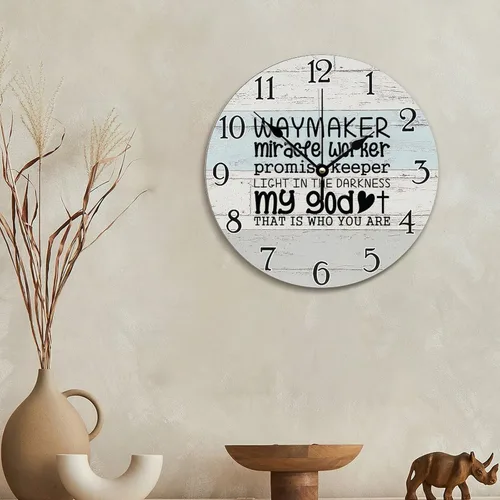 Vista 7 de Trust in the Lord With All Your Heart - Reloj de pared con versículo bíblico – Arte de cita religiosa de madera cristiana inspiradora – Madera