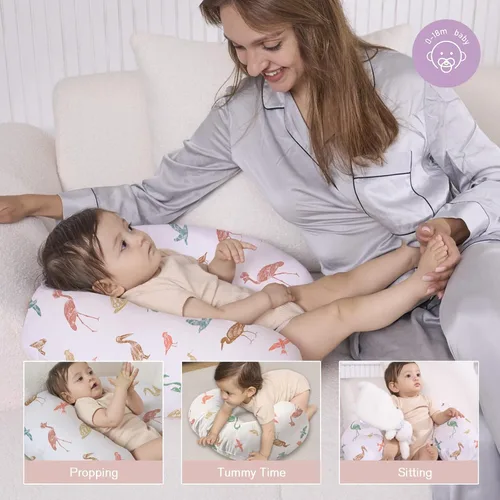 Vista 4 de Little Grape Land Almohada de lactancia para lactancia materna, almohada de alimentación ergonómica con funda extraíble, almohada de alimentación