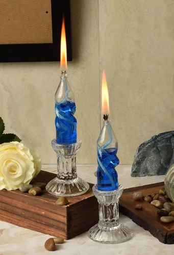 Vista 7 de Ner Mitzvah Portavelas de parafina de vidrio Shabbat con forma de vela retorcida, se adapta a todos los candelabros estándar, uso con todo el aceite