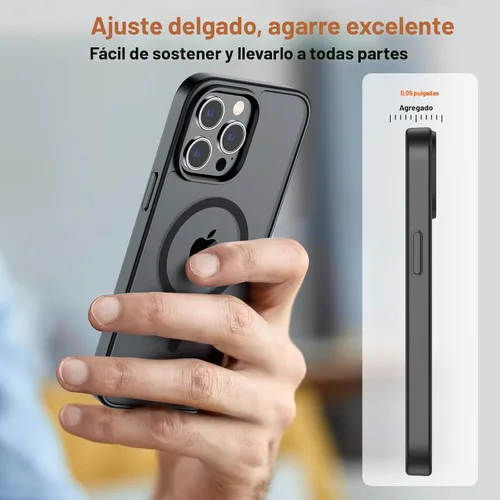 Vista 7 de SUPFINE - Funda magnética para iPhone 14 Pro Max (compatible con MagSafe), (protección contra caídas de grado militar de 10 pies), delgada, Negro