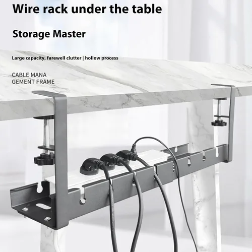 Vista 8 de Space Saving Under Desk Cable Tray Adjustable Length 15.75-20.47 Inches Holds 20lbs Not Drilling Required for Home Not Drill Cable Organizers