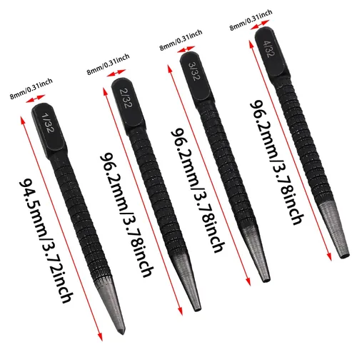 Vista 2 de 1 Unidades de acero de alto carbono antideslizante automático centro punzón centro punzón centro metal herramienta de marcado de madera 1/32 2/32