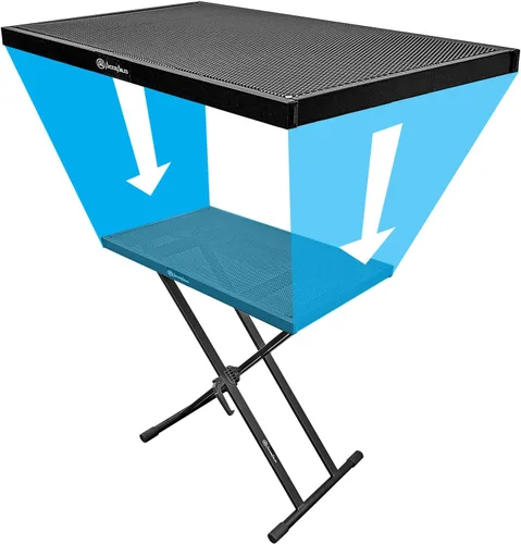 Vista 8 de AxcessAbles Soporte de Mesa Portátil Ligero para DJ con Bolsa de Concierto Soporte de Teclado Estilo X, Escritorio de DJ de Mesa con Estuche