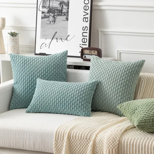 Vista 473 de Kevin Textile - Juego de 2 fundas de almohada decorativas de pana suave, estilo bohemio, a rayas, decoración del hogar para sofá, cama, sofá y sala