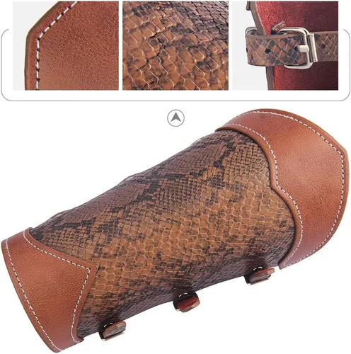 Vista 2 de AZORA Pulsera de cuero con guantelete medieval, con hebilla, brazalete ancho, armadura, 2