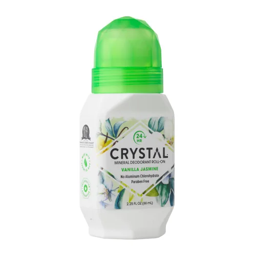 Vista 3 de Crystal- Desodorante mineral Roll-On manzanilla y té verde, jazmín vainilla, paquete de de 4