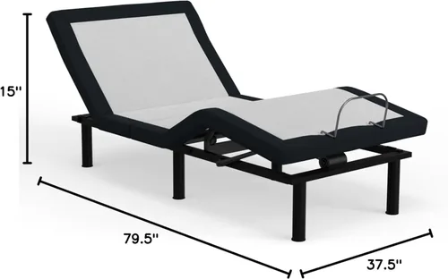 Vista 2 de Blissful Nights Twin XL e3 Base de Marco de Cama Ajustable con Inclinación de Cabeza y Pie, Control Remoto Inalámbrico, Fácil Montaje, Garantía
